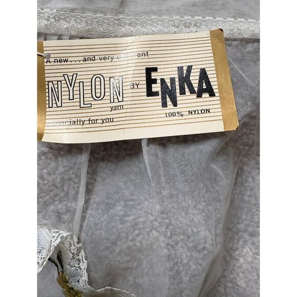 Vintage ENKA Sheer Half Apron White with Fruit Pattern Pockets 1950's - Picture 5 of 9